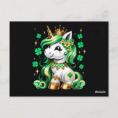 Carte Postale Licorne mignonne Trèfle Saint-Patrick (Dos)
