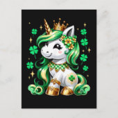 Carte Postale Licorne mignonne Trèfle Saint-Patrick (Devant)