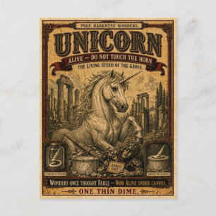Carte Postale Licorne, Monstre de Cirque Vintage