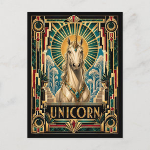 Carte Postale Licorne, mythique Art déco