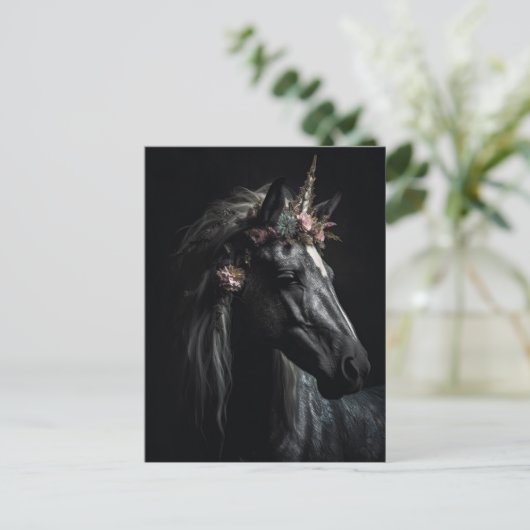 Carte Postale Licorne noire (Debout devant)