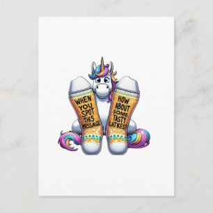 Carte Postale Licorne portant des chaussettes Hommes Femmes Enfa