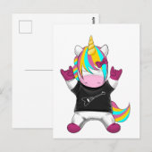 Carte Postale Licorne Rockeuse Arc-en-ciel (Devant / Derrière)