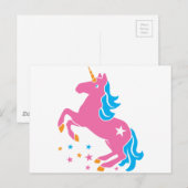 Carte Postale licorne rose (Devant / Derrière)