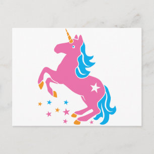 Carte Postale licorne rose