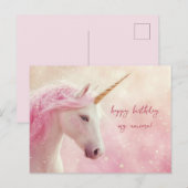 Carte Postale Licorne Rose Anniversaire (Devant / Derrière)