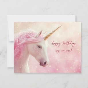 Carte Postale Licorne Rose Anniversaire