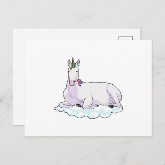 Carte Postale Licorne sur nuage (Devant / Derrière)