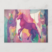 Carte Postale Licorne Violette Mignonne (Devant)