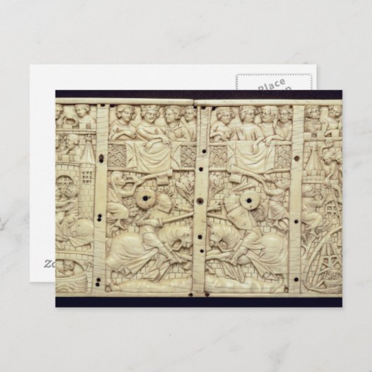 Carte Postale Lid d'un cercueil représentant un tournoi (Devant / Derrière)