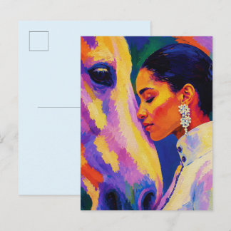 Carte Postale Lien Délicat – Portrait Fauviste de Femme et de Ch