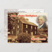 Carte Postale Lieu de naissance de John Adams, Massachusetts (Devant / Derrière)
