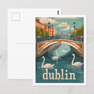 Carte Postale Lieu de voyage célèbre vintage Dublin Irlande