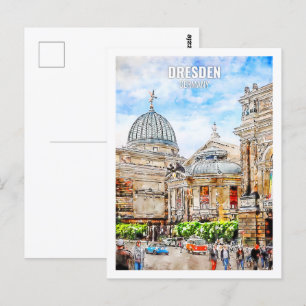 Carte Postale Lieu de voyage Dresde Allemagne Aquarelle