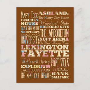 Carte Postale Lieux célèbres de Lexington Fayette, Kentucky.