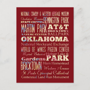 Carte Postale Lieux célèbres de l'Oklahoma, États-Unis.