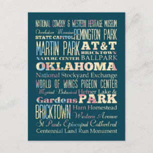 Carte Postale Lieux célèbres de l'Oklahoma, États-Unis.
