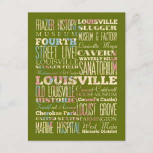 Carte Postale Lieux célèbres de Louisville, Kentucky.