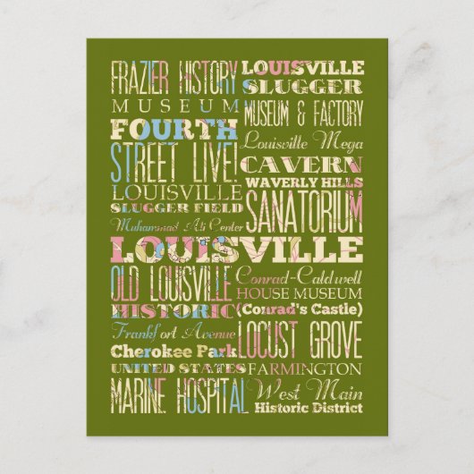 Carte Postale Lieux de Louisville, Kentucky. (Devant)