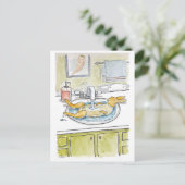 Carte postale Lièvre dans l'évier (Debout devant)