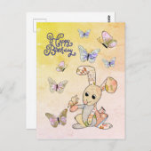 Carte Postale Lièvres et papillons (Devant / Derrière)