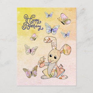 Carte Postale Lièvres et papillons