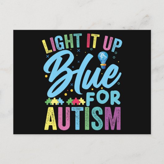 Carte Postale Light It Up Blue Autism Awareness T-Shirt92 (Devant)