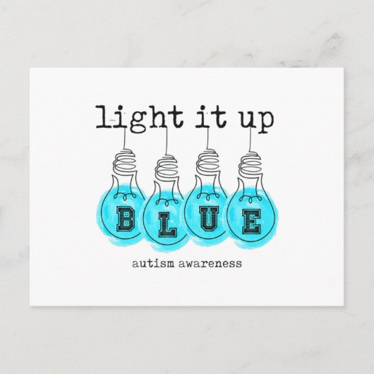Carte Postale Light It Up Blue Sensibilisation sur l'autisme Pre (Devant)