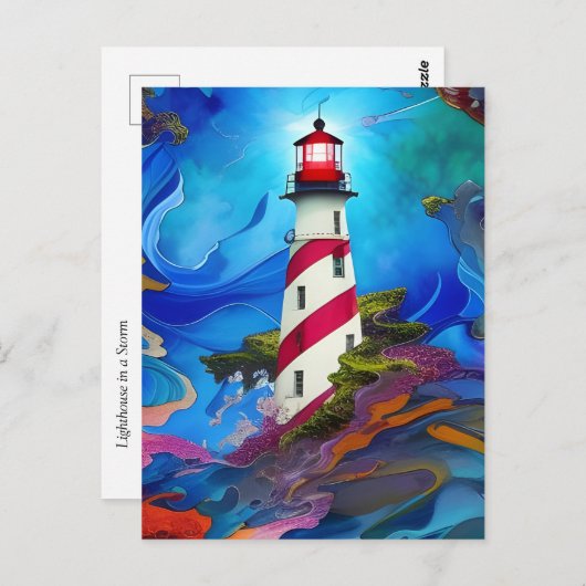 Carte postale Lighthouse ina Storm (Devant / Derrière)