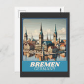 Carte Postale Ligne aérienne Retro Bremen (Devant / Derrière)