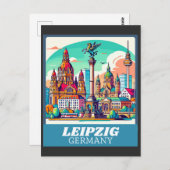 Carte Postale Ligne aérienne Retro Leipzig (Devant / Derrière)