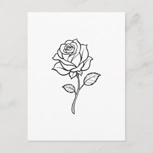 Carte Postale Ligne artistique minimaliste de rose, floral éléga