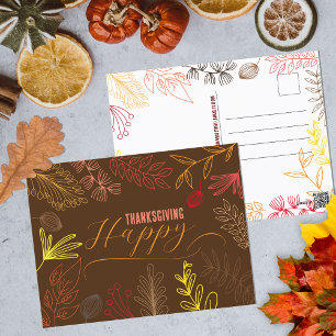 Carte Postale Ligne d'art moderne boho automne Thanksgiving