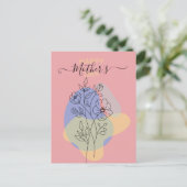 Carte Postale Ligne d'art pastel botanique moderne pour la fête  (Debout devant)