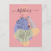 Carte Postale Ligne d'art pastel botanique moderne pour la fête  (Devant)