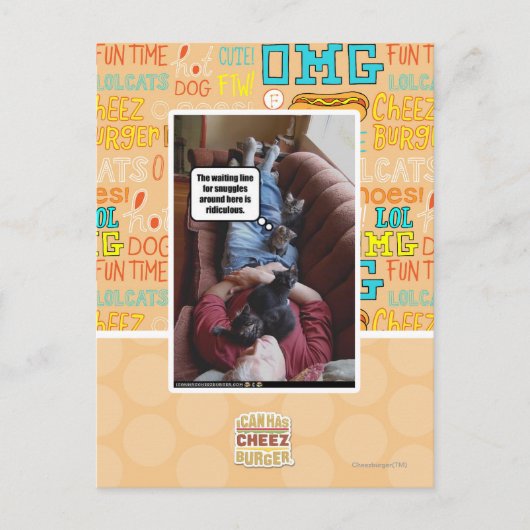 Carte Postale Ligne d'attente pour des câlins (Devant)