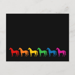 Carte Postale Ligne de Chevaux couleur arc-en-ciel