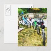 Carte Postale Ligne de vélos dans le parc (Devant / Derrière)