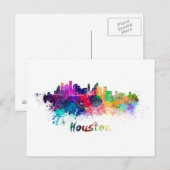 Carte Postale Ligne d'horizon de Houston en aquarelle (Devant / Derrière)