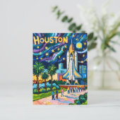 Carte Postale Ligne d'horizon de Houston Space Center Rocket Van (Debout devant)