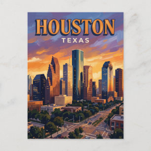 Carte Postale Ligne d'horizon de Houston Texas
