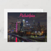 Carte Postale Ligne d'horizon de Philadelphie la nuit (Devant / Derrière)