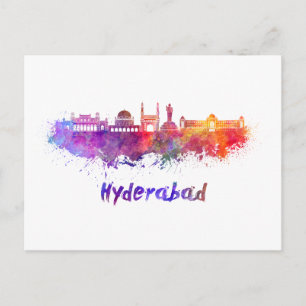 Carte Postale Ligne d'horizon Hyderabad en aquarelle