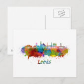 Carte Postale Ligne d'horizon Leeds V2 en aquarelle (Devant / Derrière)