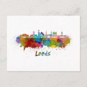 Carte Postale Ligne d'horizon Leeds V2 en aquarelle
