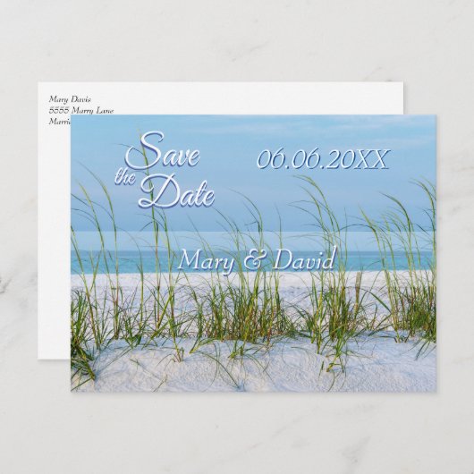 Carte Postale Ligne D'Oats De Mer En Sable Blanc Enregistrer La  (Devant / Derrière)