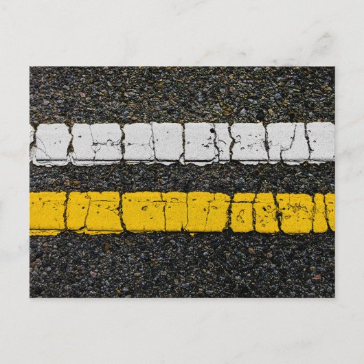 Carte Postale Ligne double jaune blanc (Devant)