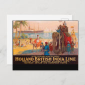 Carte Postale Ligne indienne, propriétaire sur éléphant près de  (Devant / Derrière)