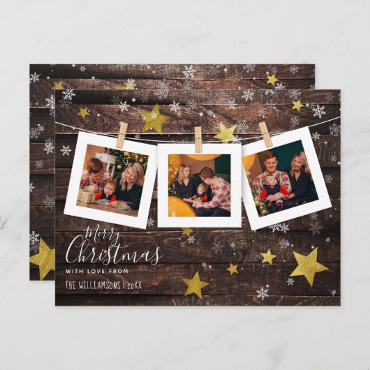 Carte Postale Ligne photo enregistrée | Vacances de Noël en bois (Devant / Derrière)