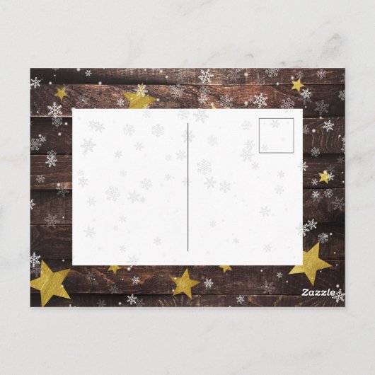 Carte Postale Ligne photo enregistrée | Vacances de Noël en bois (Dos)